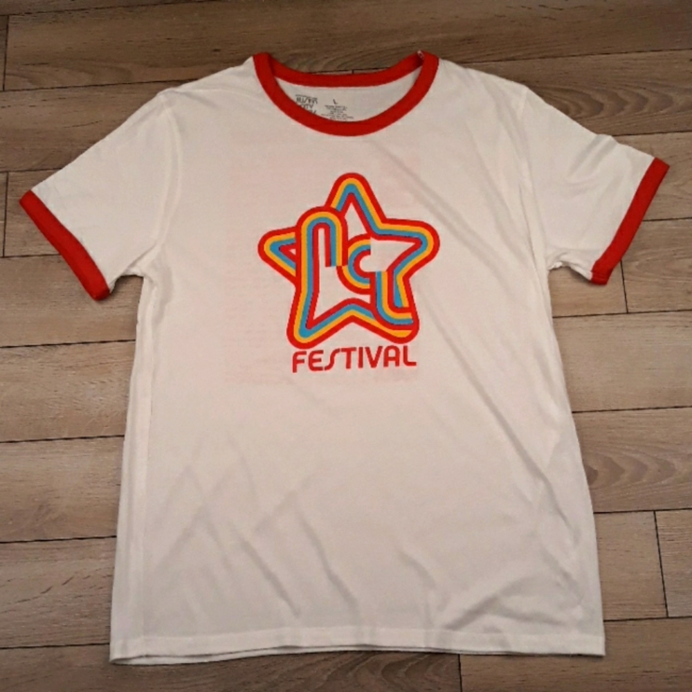 2019 ACL Austin City Limits Music Festival White Cotton Blend‎ Sz L Band T Shirt